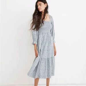 Madewell Lucie Puff Sleeve Smoked Midi Dress